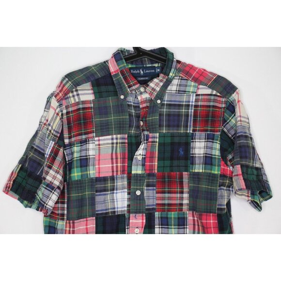 Ralph Lauren Mens Medium Patchwork Button Up Shirt C1019 - Picture 2 of 5